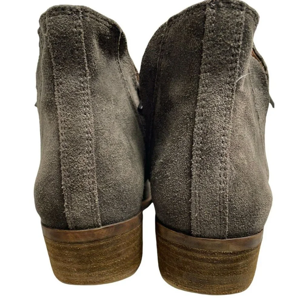 Lucky Brand Shoes Womens 9 Brenon Iron Gray Suede Leather Ankle Zip Booties - Picture 7 of 12